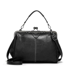 Vintage Kuss-Schloss Handtasche in Schwarz