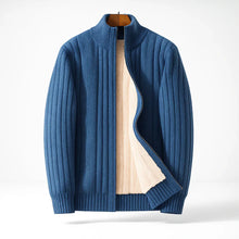 Mathew | Premium Winter-Strickjacke mit Reißverschluss in Bleu
