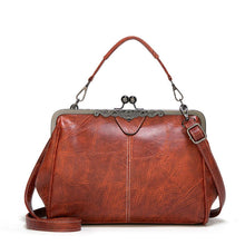 Vintage Kuss-Schloss Handtasche in Braun