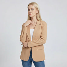 Moderner Blazer für Damen mit Ein-Knopf-Verschluss im geraden Schnitt in Braun