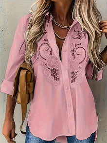 Jorunn - Bestickte, Langärmlige Bluse Mit Ausschnitte in Rosa