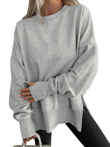 Lena™ |  Bequemes Oversized-Langarm-Sweatshirt in Grau
