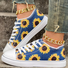 Portia - Sonnenblumen Druck Schnür Turnschuh in Blau