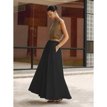 Camila | Damen Modernes Maxirock Hoher Bund Alltag in Schwarz