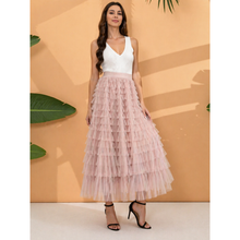Carlotta | Damen Midirock Tüll Elegant in Rosa