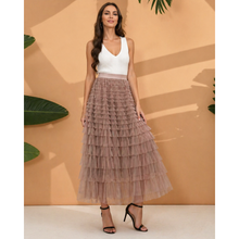 Carlotta | Damen Midirock Tüll Elegant in Braun