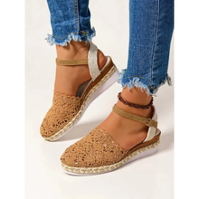 Carolina | Damen Moderne Sandalen Keilabsatz im Boho Stil in Braun
