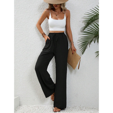 Charlotte | Damen Palazzo Hose Mit Kordelzug Für Freizeit in Schwarz