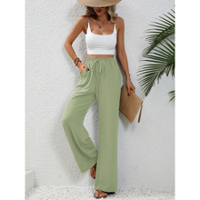Charlotte | Damen Palazzo Hose Mit Kordelzug Für Freizeit in Grün 1