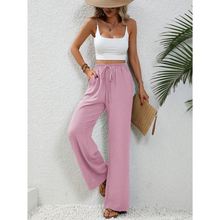 Charlotte | Damen Palazzo Hose Mit Kordelzug Für Freizeit in Rosa