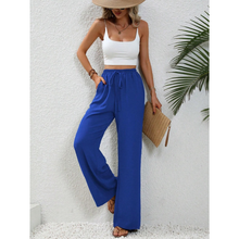 Charlotte | Damen Palazzo Hose Mit Kordelzug Für Freizeit in Blau 1