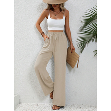 Charlotte | Damen Palazzo Hose Mit Kordelzug Für Freizeit in Beige
