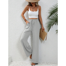 Charlotte | Damen Palazzo Hose Mit Kordelzug Für Freizeit in Grau