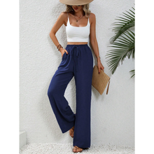 Charlotte | Damen Palazzo Hose Mit Kordelzug Für Freizeit in Blau 2