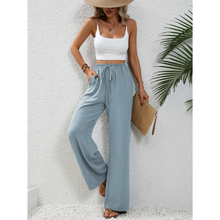Charlotte | Damen Palazzo Hose Mit Kordelzug Für Freizeit in Blau 3