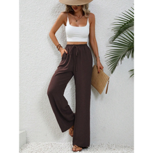 Charlotte | Damen Palazzo Hose Mit Kordelzug Für Freizeit in Braun