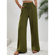 Charlotte | Damen Palazzo Hose Mit Kordelzug Für Freizeit in Grün 3