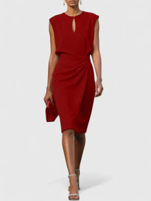 Elena | Elegantes Damen-Midikleid mit Wickelrock für Hochzeitsgäste in Rot