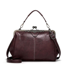 Vintage Kuss-Schloss Handtasche in Kaffee