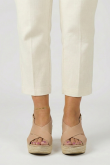 Damen Keilabsatz Überkreuz Slingback Sandalen in Beige