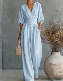 Sommerfeld | Eleganter Jumpsuit mit weitem Bein in Himmelblau