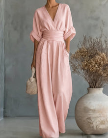 Sommerfeld | Eleganter Jumpsuit mit weitem Bein in Hellrosa