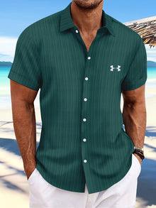 Herren Sommer-Casual-Hemden in Dunkel Grün