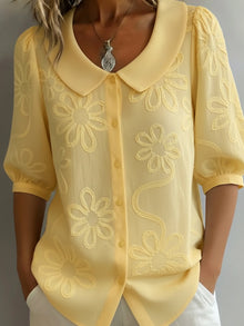 Blerta – Bluse Mit Blumen Muster Und Natürlicher Eleganz in Gelb