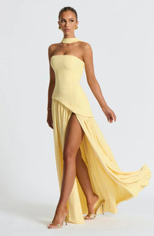 Theresa | Damen Asymmetrisches Maxi Kleid für in Gelb