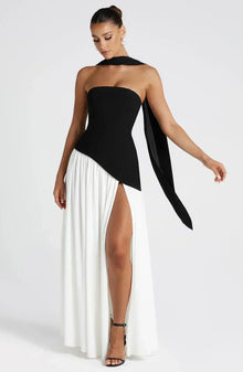 Theresa | Damen Asymmetrisches Maxi Kleid für in Schwarz