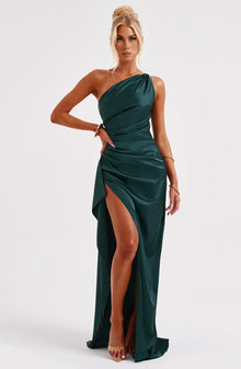 Helena | Damen Asymmetrisches Maxikleid für festliche Anlässe in Dunkelpetrol