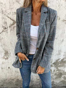 Hannah | Damen Baumwoll-Jacke im Karo-Stil für den Herbst in Schwarz