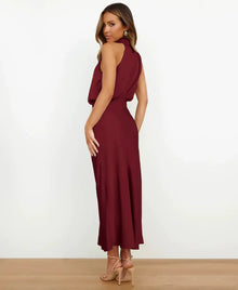 Greta | Damen Baumwoll-Midikleid für Hochzeitsgäste in Weinrot