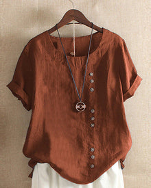 Laura | Damen Bluse Kurzarm im Casual-Look in Braun
