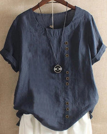Laura | Damen Bluse Kurzarm im Casual-Look in Dunkelblau