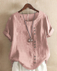 Laura | Damen Bluse Kurzarm im Casual-Look in Rosa