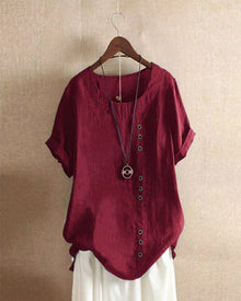 Laura | Damen Bluse Kurzarm im Casual-Look in Rot