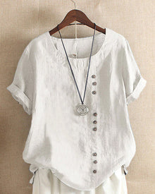 Laura | Damen Bluse Kurzarm im Casual-Look in Weiß