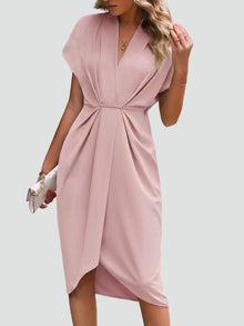 Ida | Damen Cocktailkleid Midi im eleganten Wickelstil in Rosa