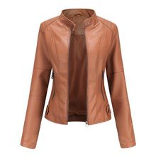 Paula | Damen Elegante Kunstleder Bikerjacke in Kamel