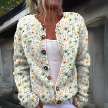 Nora | Damen elegante Strickweste mit Blumenmuster in Grün
