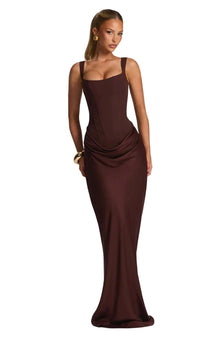 Klara | Damen Festliche Kleider Maxi zum eleganten Abend in Hellbraun