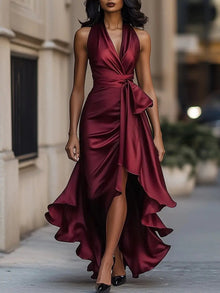 Theresa | Damen Festliches Wickelkleid für Hochzeitsgäste in Burgunder