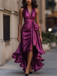 Theresa | Damen Festliches Wickelkleid für Hochzeitsgäste in Fuchsia
