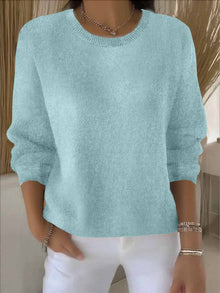 Pauline | Damen Gemütlicher Strickpullover für den Winter in Hellgrün