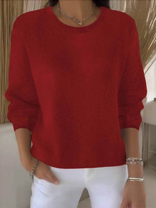 Pauline | Damen Gemütlicher Strickpullover für den Winter in Rot