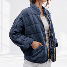 Charlotte | Damen Gesteppte Übergangsjacke für Alltag in Marineblau