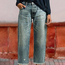 Ida | Damen Jeans kurz im klassischen Retro-Stil in Mittelblau