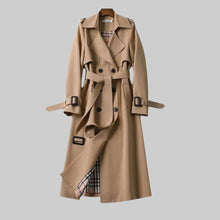 Lara | Damen Klassischer Langer Trenchcoat mit Gürtel in Beige