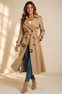 Elena | Damen Klassischer Trenchcoat mit verstellbarem Gürtel in Beige